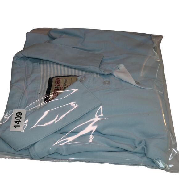 NWT Hudson & Barrow Mens T Shirt Baby Blue Size 3X Collared 3 Button Cotton - Picture 8 of 8